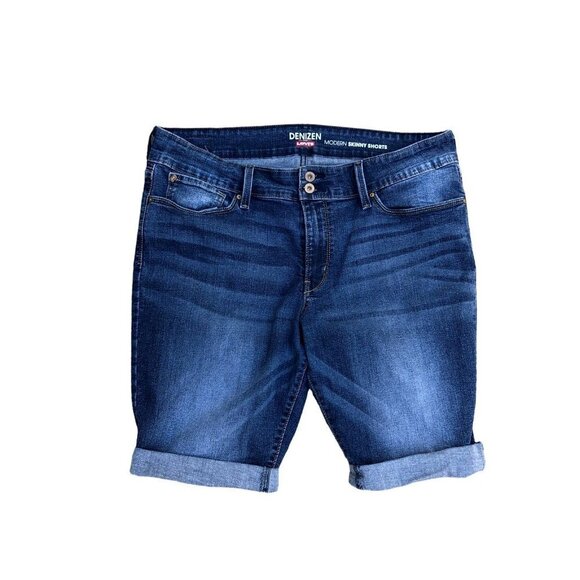 LEVI'S DENIZEN Modern Skinny Shorts Women's W 33 Denim Jean Roll Up Blue​​​ - Picture 1 of 8
